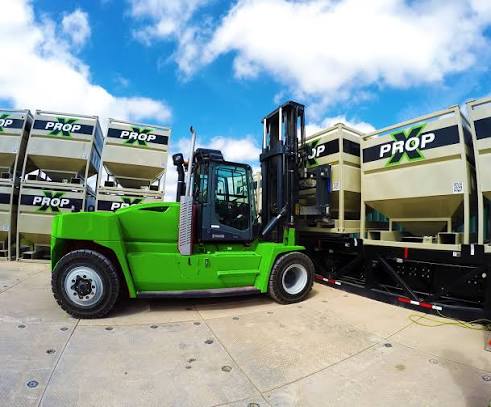 Forklift loading sandbox equipment